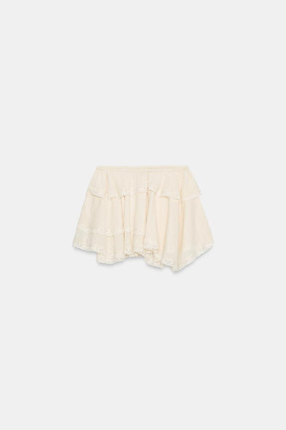 LACE RUFFLE MINI SKIRT