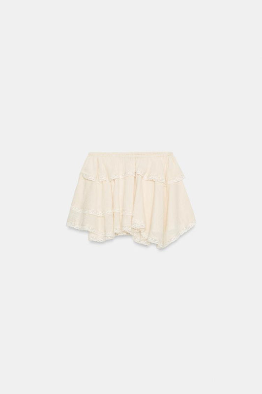 LACE RUFFLE MINI SKIRT