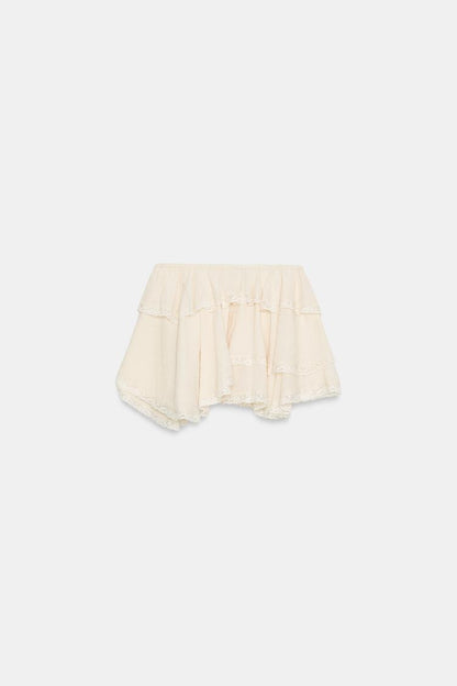 LACE RUFFLE MINI SKIRT