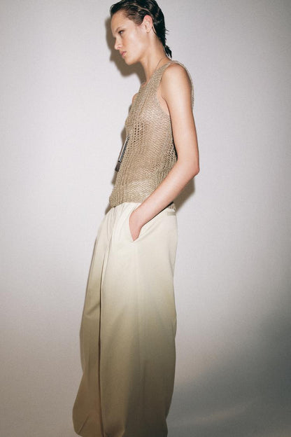 PLEATED WIDE-LEG TROUSERS