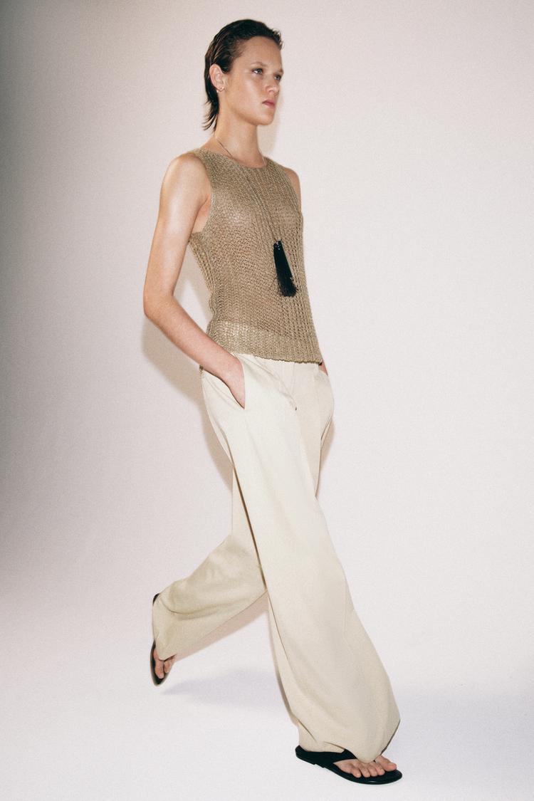 PLEATED WIDE-LEG TROUSERS