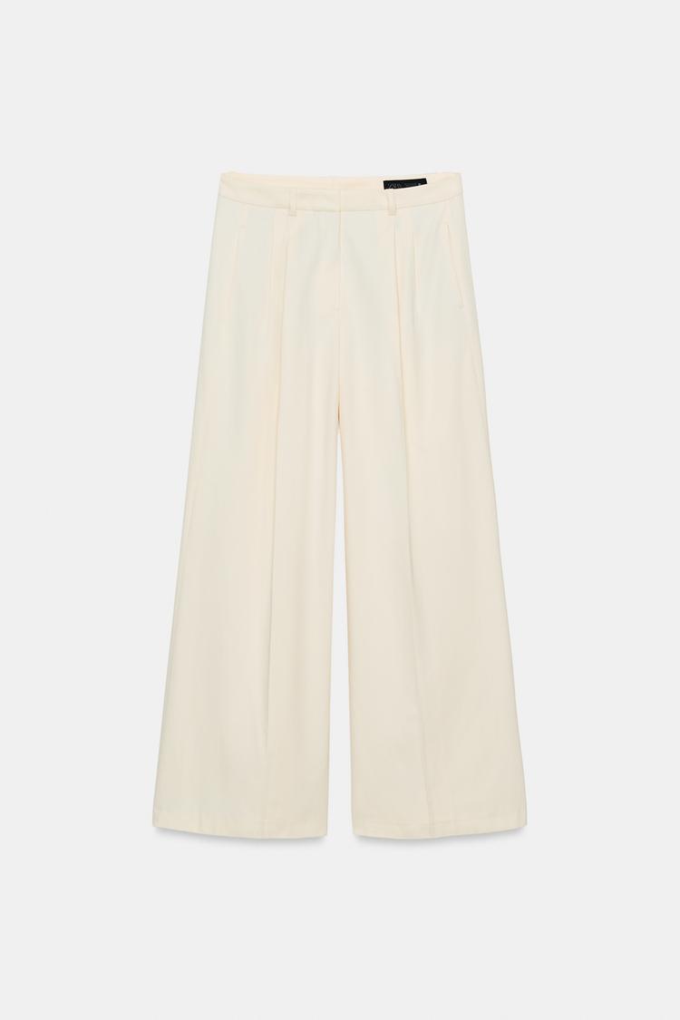 PLEATED WIDE-LEG TROUSERS
