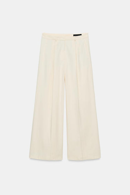 PLEATED WIDE-LEG TROUSERS