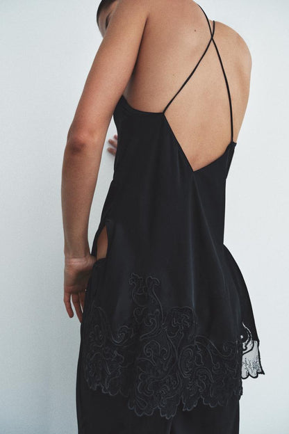 100% VISCOSE EMBROIDERED STRAPPY TOP