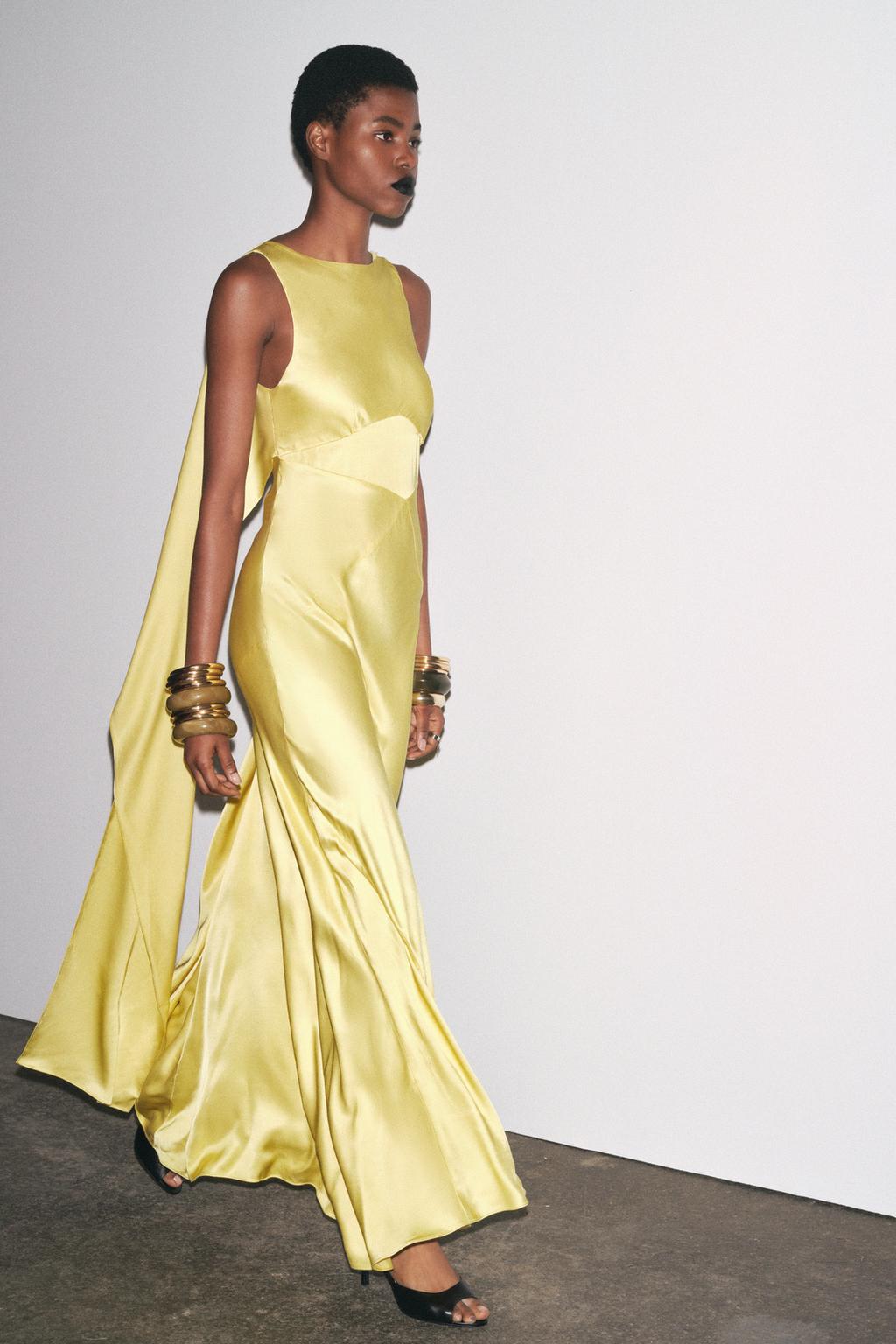 SATIN DRESS WITH SCARF BACK DETAIL