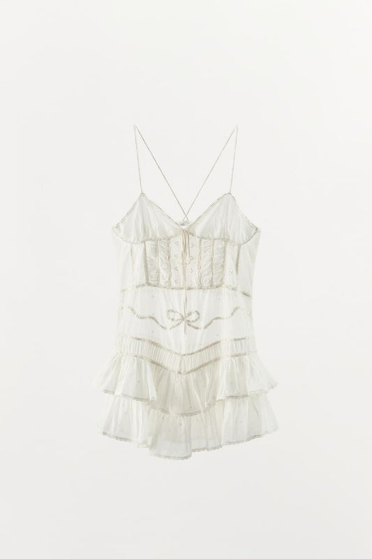 SHORT DRESS WITH TIES AND RUFFLES