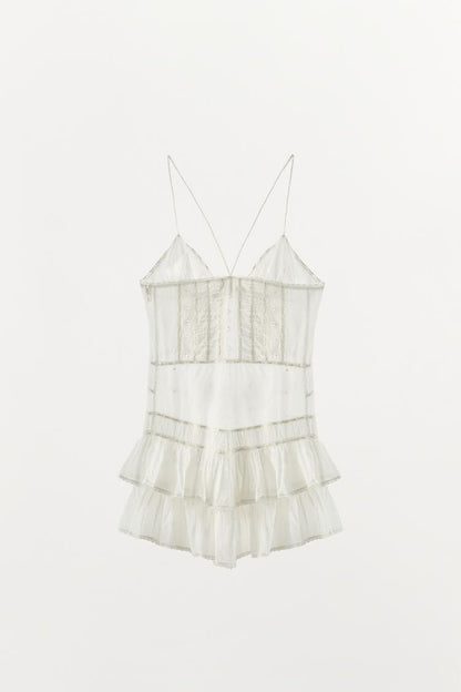 SHORT DRESS WITH TIES AND RUFFLES