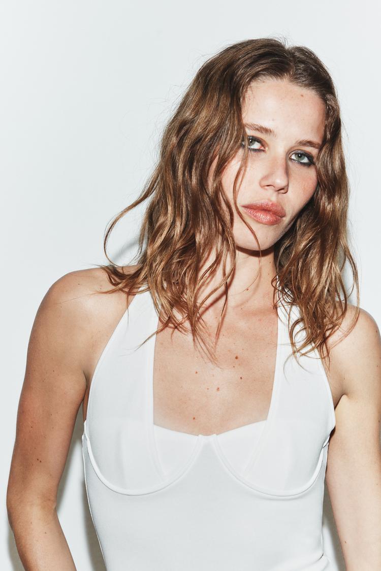 STRETCH KNIT HALTER BODYSUIT