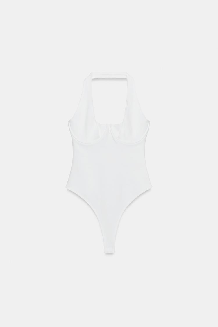 STRETCH KNIT HALTER BODYSUIT