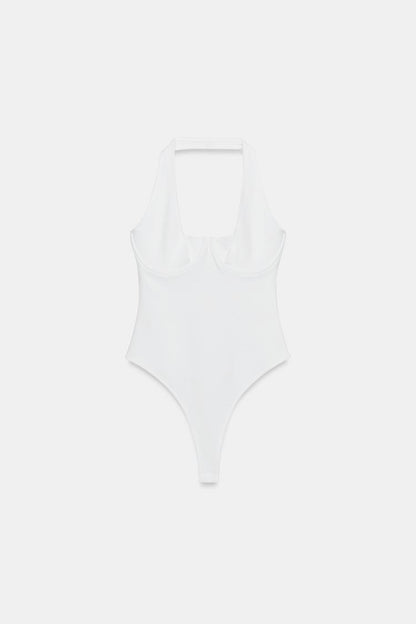 STRETCH KNIT HALTER BODYSUIT