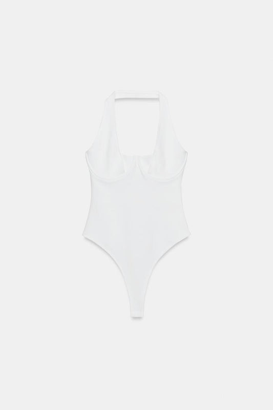 STRETCH KNIT HALTER BODYSUIT