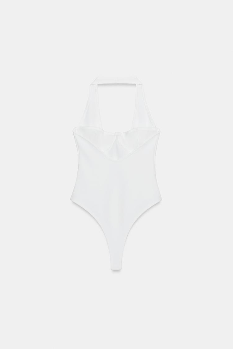 STRETCH KNIT HALTER BODYSUIT