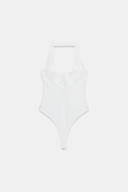 STRETCH KNIT HALTER BODYSUIT