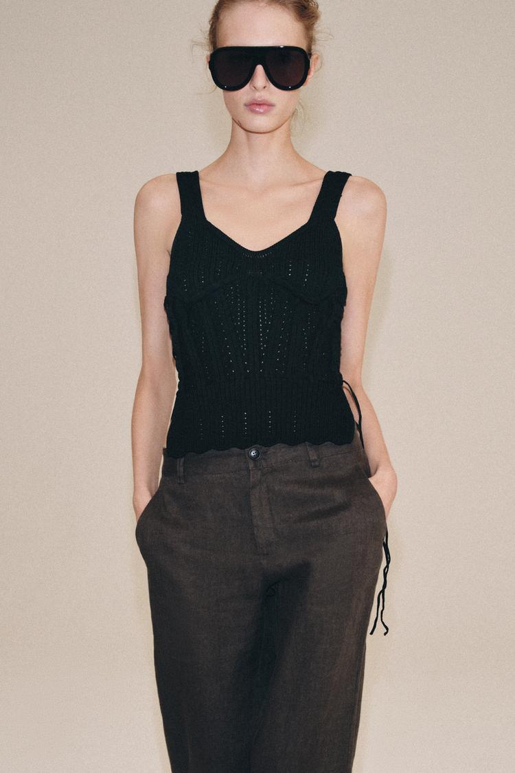 CORSETRY-INSPIRED KNIT LACE-UP TOP