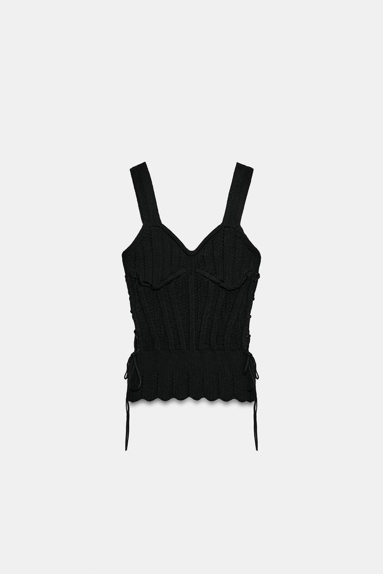 CORSETRY-INSPIRED KNIT LACE-UP TOP