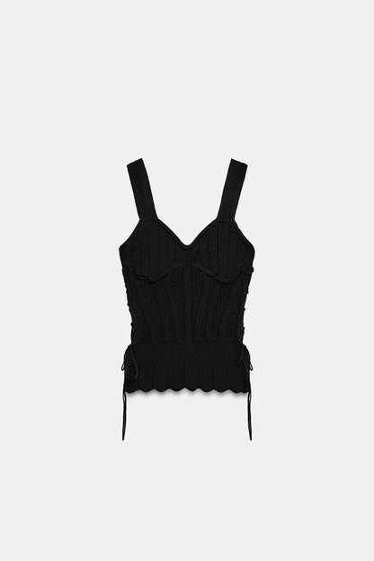 CORSETRY-INSPIRED KNIT LACE-UP TOP