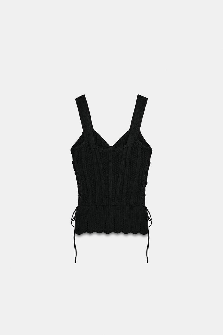 CORSETRY-INSPIRED KNIT LACE-UP TOP