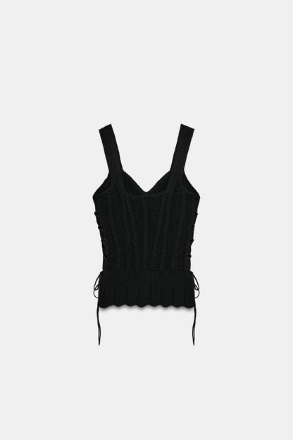 CORSETRY-INSPIRED KNIT LACE-UP TOP