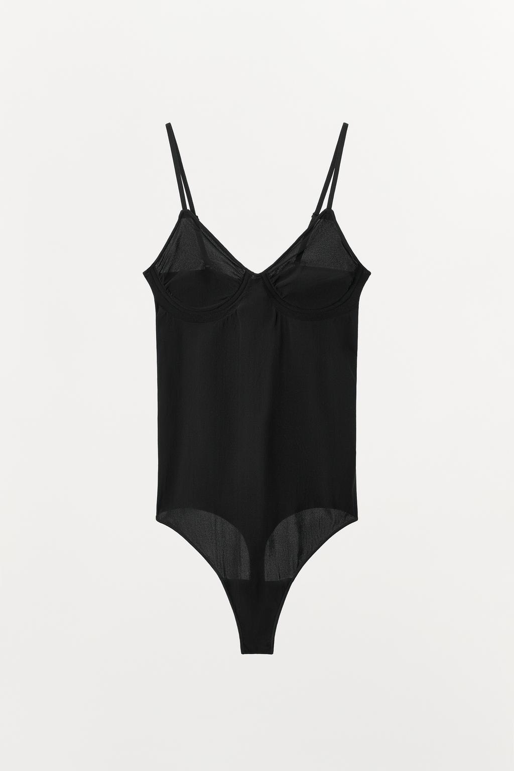 SHEER BODYSUIT WITH POLYAMIDE STRAPS