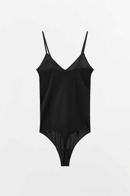 SHEER BODYSUIT WITH POLYAMIDE STRAPS