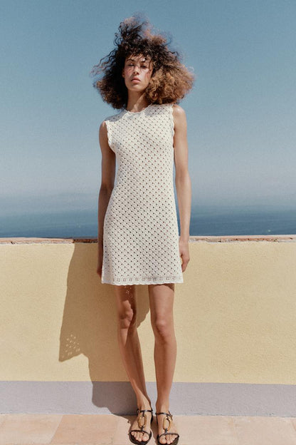 POINTELLE KNIT MINI DRESS