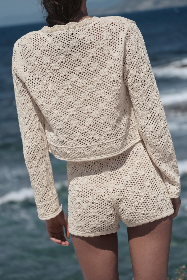 POINTELLE FLORAL CARDIGAN