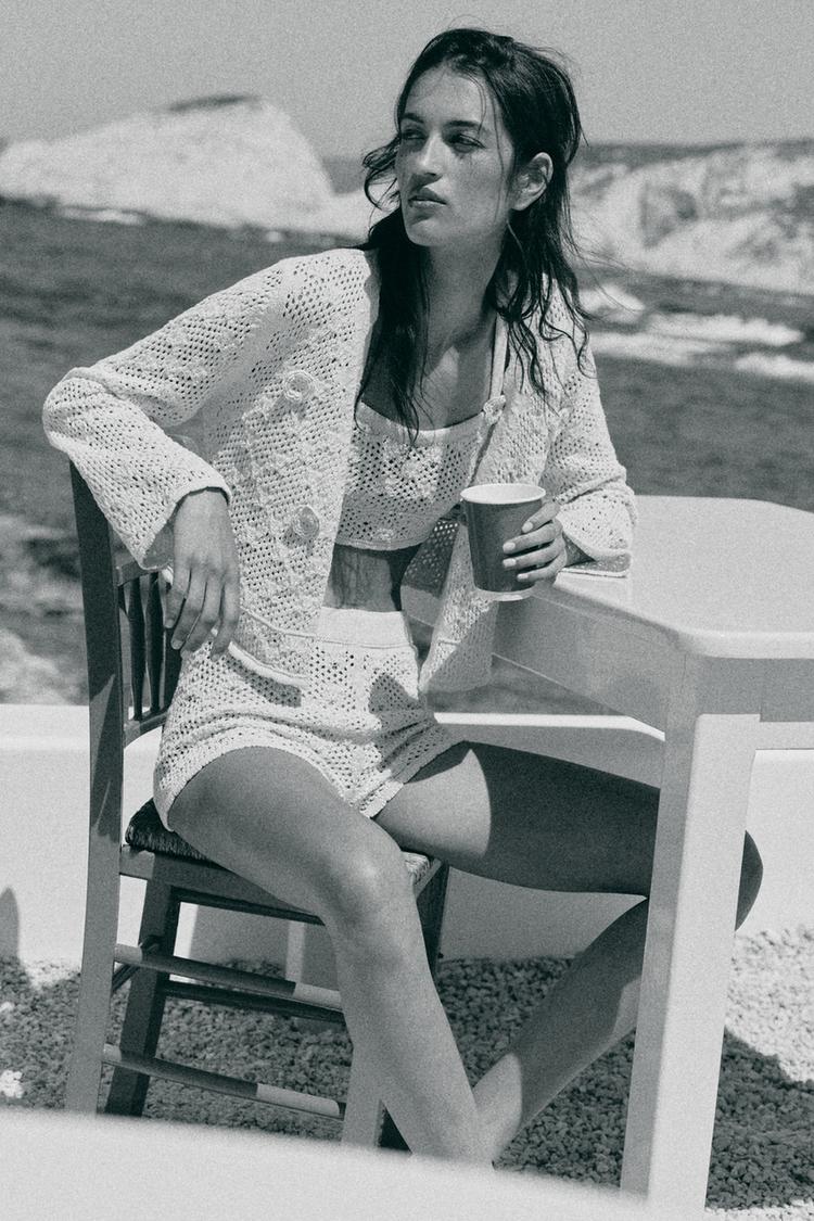 POINTELLE FLORAL CARDIGAN