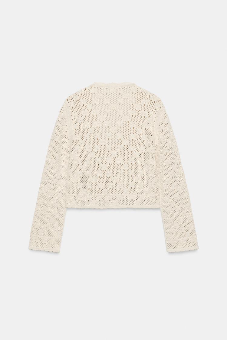 POINTELLE FLORAL CARDIGAN