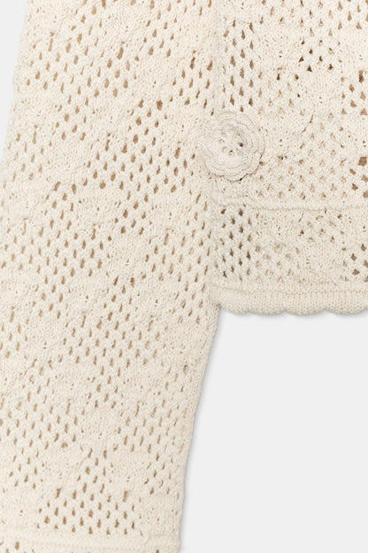POINTELLE FLORAL CARDIGAN