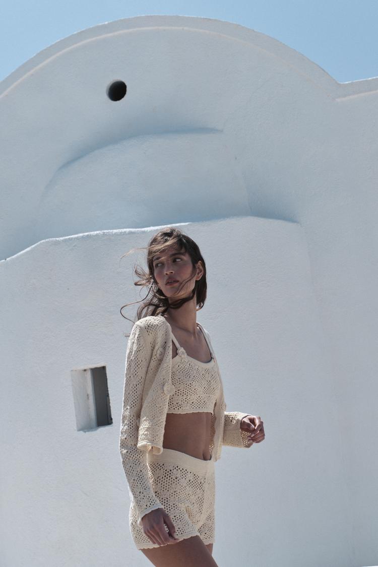 POINTELLE KNIT FLOWER TOP