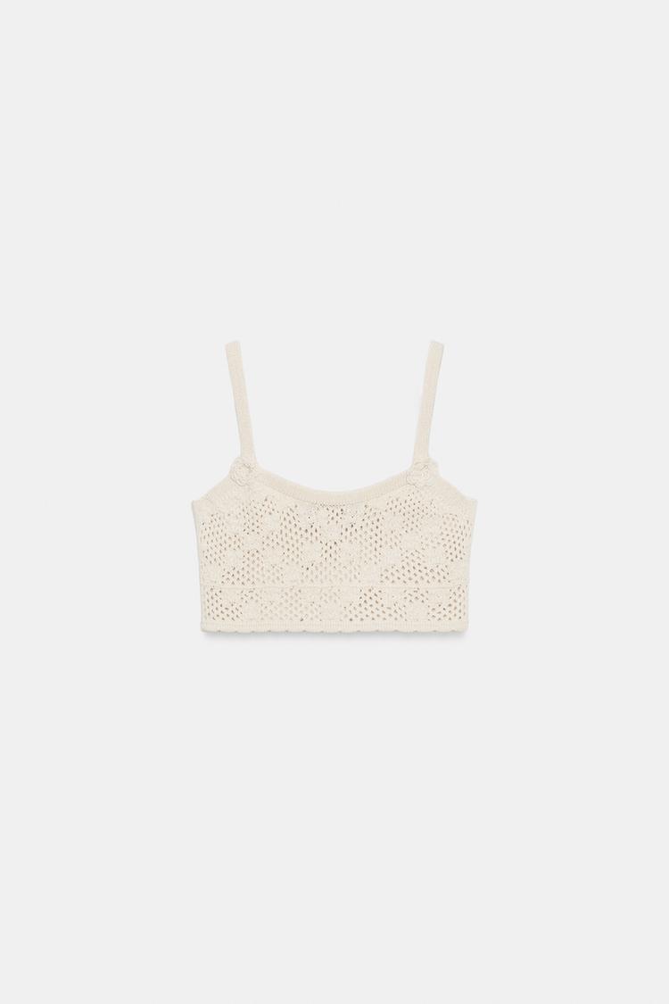 POINTELLE KNIT FLOWER TOP