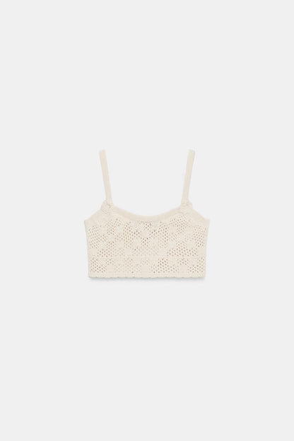 POINTELLE KNIT FLOWER TOP