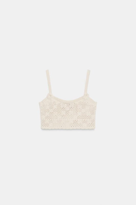 POINTELLE KNIT FLOWER TOP
