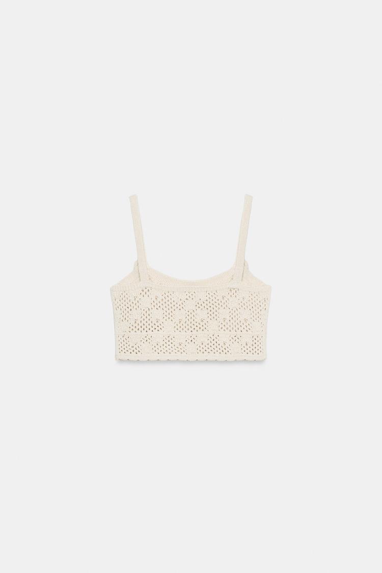POINTELLE KNIT FLOWER TOP