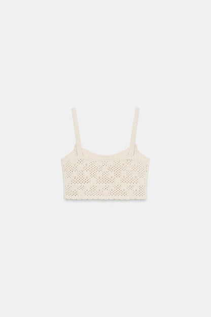 POINTELLE KNIT FLOWER TOP