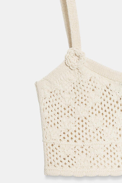 POINTELLE KNIT FLOWER TOP