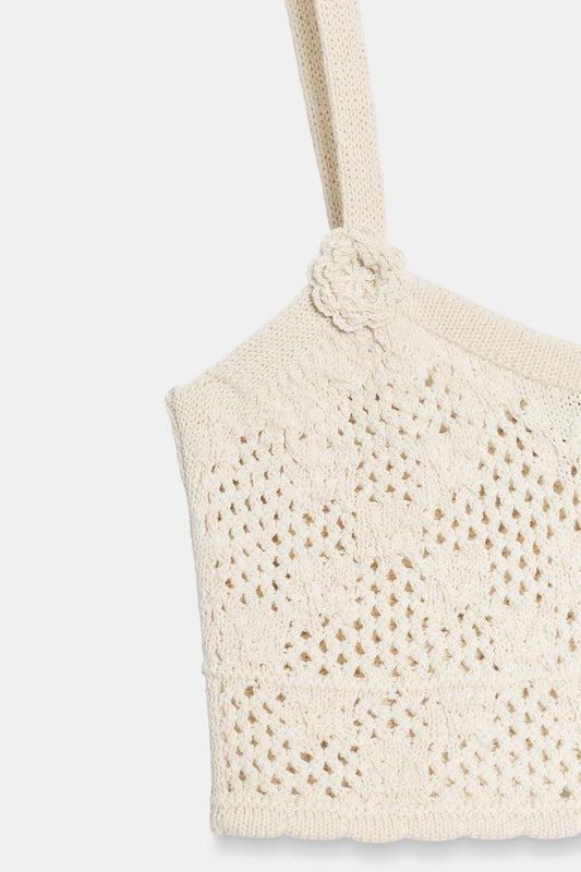 POINTELLE KNIT FLOWER TOP