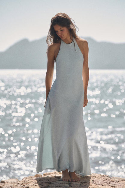 FLOWING HALTER DRESS