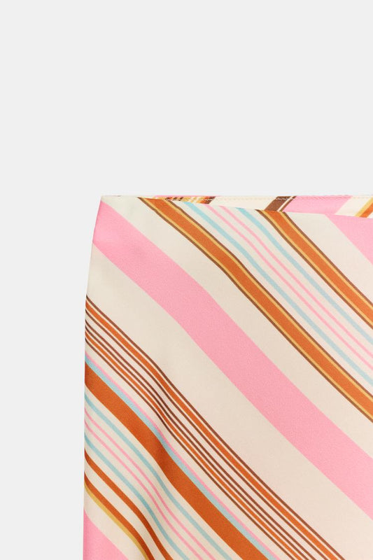 STRIPED SATIN MIDI SKIRT