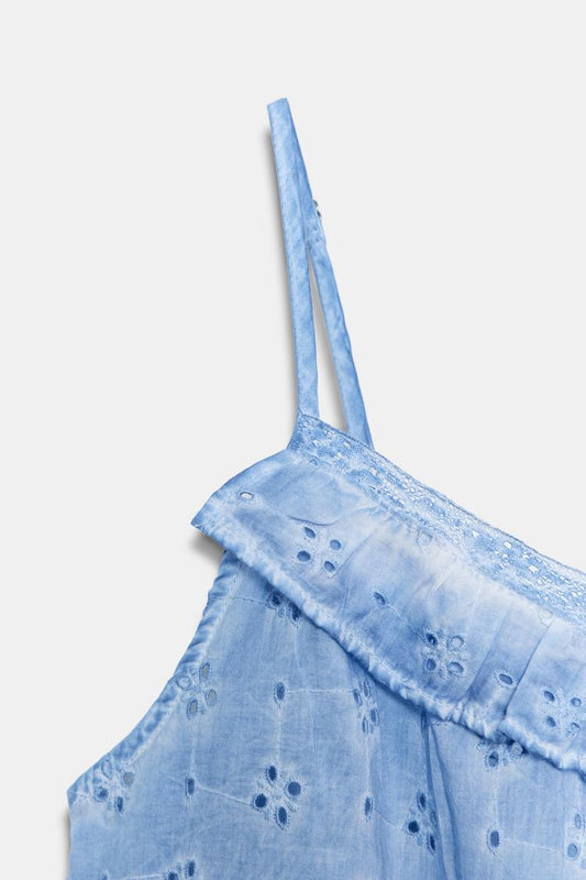 WASHED EFFECT TOP WITH CUTWORK EMBROIDERY
