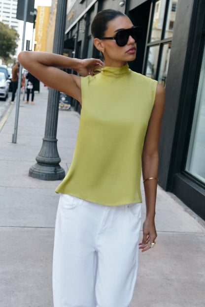 SATIN TOP WITH BOW