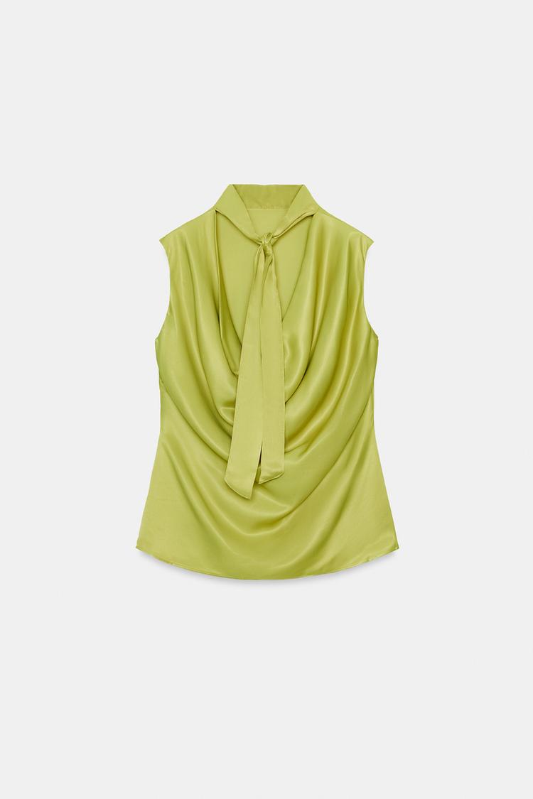 SATIN TOP WITH BOW