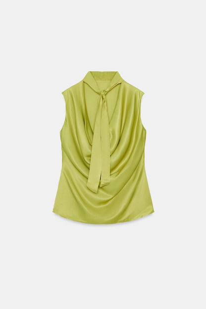 SATIN TOP WITH BOW