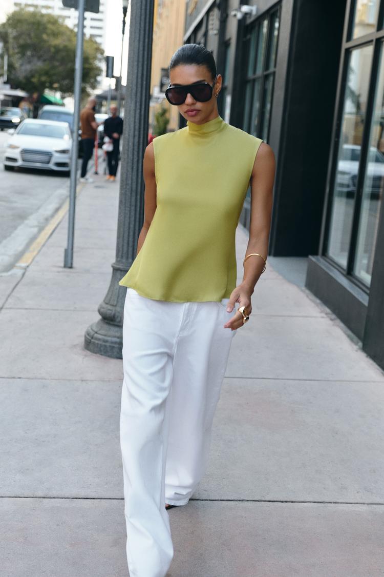 SATIN TOP WITH BOW