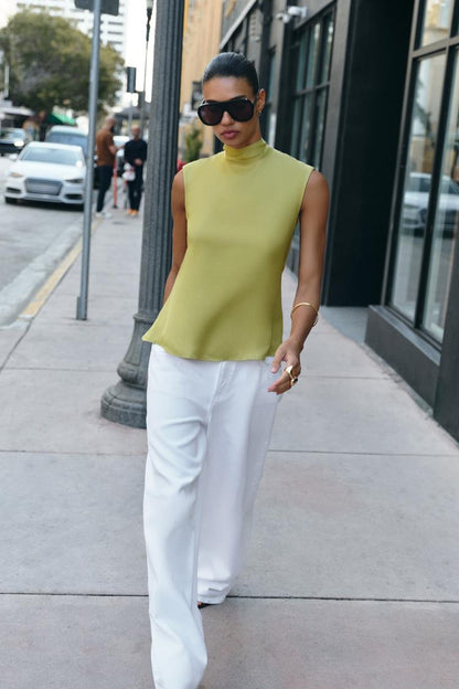 SATIN TOP WITH BOW
