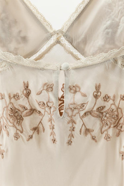 EMBROIDERED BEADED SLIP DRESS