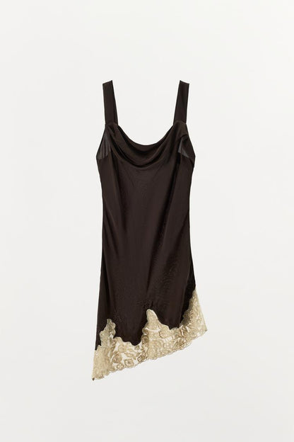 100% VISCOSE DRESS WITH EMBROIDERED LACE