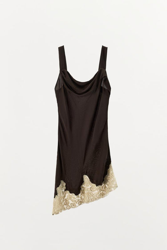 100% VISCOSE DRESS WITH EMBROIDERED LACE