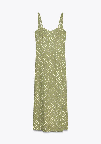POLKA DOT LINEN MIDI DRESS