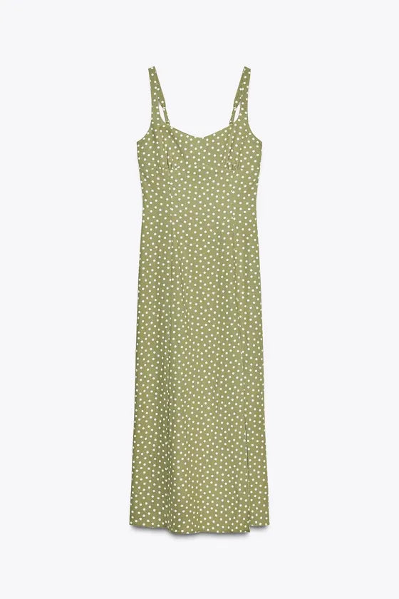 POLKA DOT LINEN MIDI DRESS